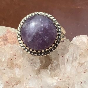 PURPLE LEPIDOLITE 925 STERLING SILVER RING, SIZE 7.5